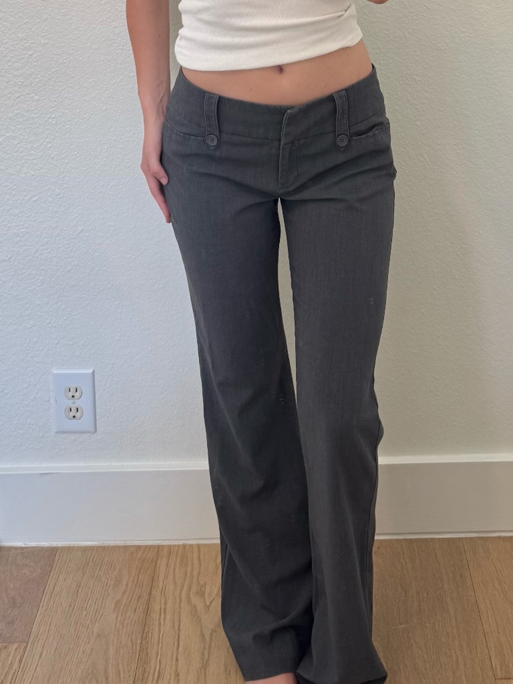 Joe Benbasset Gray Low Rise Flare Dress Pants